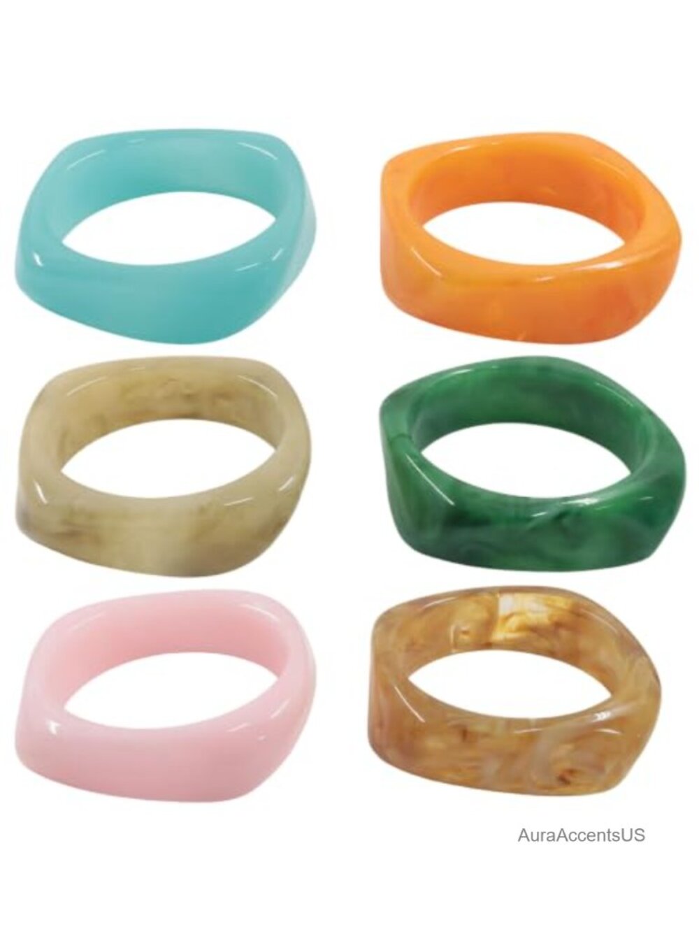 Acrylic Resin Bangle Bracelets Set Chunky Wide Vintage Style Women